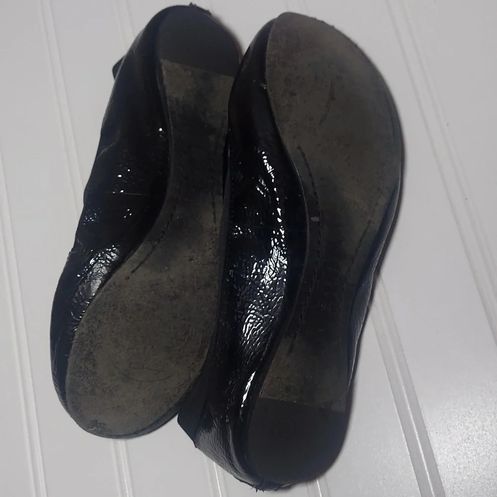 Tory Burch Caroline black patent leather ballet flats